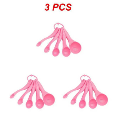 1 ~ 10 vnt. 5 dalių spalvingų matavimo šaukštų rinkinys Dvigubas virtuvės kepimo įrankiai Pieno miltelių spalvos plastikiniai matavimo šaukštai