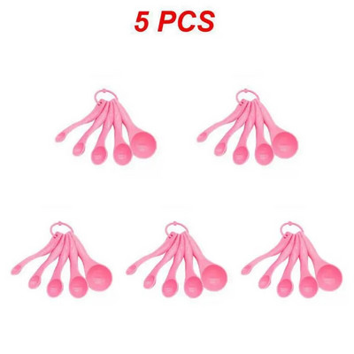 1 ~ 10 vnt. 5 dalių spalvingų matavimo šaukštų rinkinys Dvigubas virtuvės kepimo įrankiai Pieno miltelių spalvos plastikiniai matavimo šaukštai