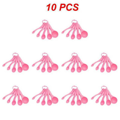 1 ~ 10 vnt. 5 dalių spalvingų matavimo šaukštų rinkinys Dvigubas virtuvės kepimo įrankiai Pieno miltelių spalvos plastikiniai matavimo šaukštai