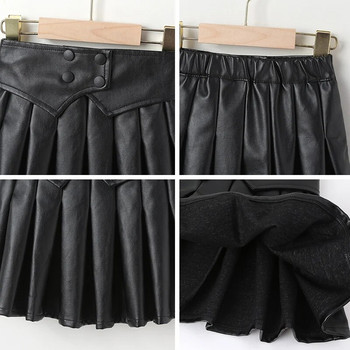 2-7 Y School girl φούστα με ντραπέ ελαστική μέση δερμάτινες παιδικές φούστες 2023 New Korean baby girls φούστες διπλές Παιδική φούστα