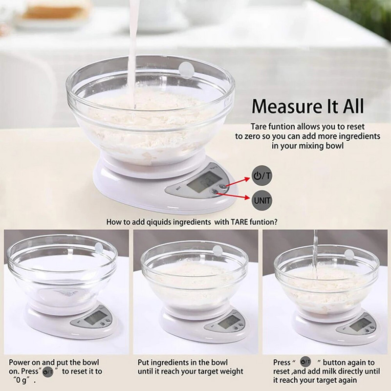 1vnt 5kg LED nešiojamos skaitmeninės svarstyklės Maisto balanso matavimo svoris Virtuvės elektroninės svarstyklės Mažos svarstyklės svėrimas gramais