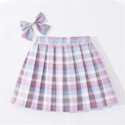 Lányok iskolai egyenruha pliszírozott szoknyák magas derekú A vonalú kockás szoknya Szexi JK egyenruha Egyetemi stílusú diák alkalmi rövid szoknyák