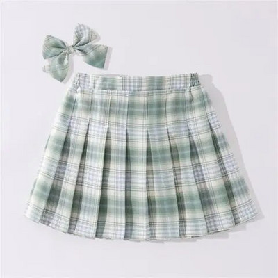 Lányok iskolai egyenruha pliszírozott szoknyák magas derekú A vonalú kockás szoknya Szexi JK egyenruha Egyetemi stílusú diák alkalmi rövid szoknyák