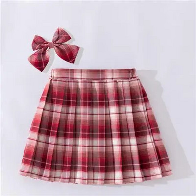 Lányok iskolai egyenruha pliszírozott szoknyák magas derekú A vonalú kockás szoknya Szexi JK egyenruha Egyetemi stílusú diák alkalmi rövid szoknyák
