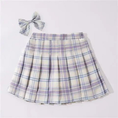 Lányok iskolai egyenruha pliszírozott szoknyák magas derekú A vonalú kockás szoknya Szexi JK egyenruha Egyetemi stílusú diák alkalmi rövid szoknyák