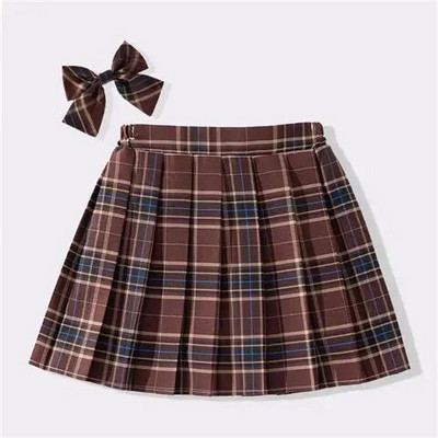 Lányok iskolai egyenruha pliszírozott szoknyák magas derekú A vonalú kockás szoknya Szexi JK egyenruha Egyetemi stílusú diák alkalmi rövid szoknyák