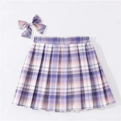 Lányok iskolai egyenruha pliszírozott szoknyák magas derekú A vonalú kockás szoknya Szexi JK egyenruha Egyetemi stílusú diák alkalmi rövid szoknyák