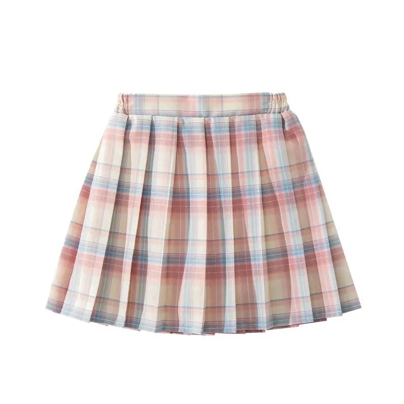 Lányok iskolai egyenruha pliszírozott szoknyák magas derekú A vonalú kockás szoknya Szexi JK egyenruha Egyetemi stílusú diák alkalmi rövid szoknyák