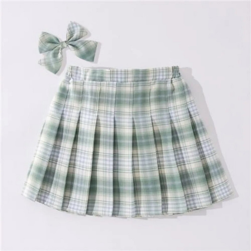Lányok iskolai egyenruha pliszírozott szoknyák magas derekú A vonalú kockás szoknya Szexi JK egyenruha Egyetemi stílusú diák alkalmi rövid szoknyák