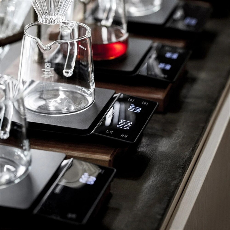 Išmaniosios kavos svarstyklės Virtuvės maisto svarstyklės Skaitmeninės elektroninės svarstyklės su laikmačiu Tikslios papuošalų svarstyklės Mini buitinės svarstyklės