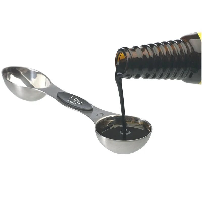 Magnetiniai 5 dydžių matavimo šaukštai, skirti matuoti iš nerūdijančio plieno, sausų ir skystų ingredientų kepimo skalės matavimo šaukštas