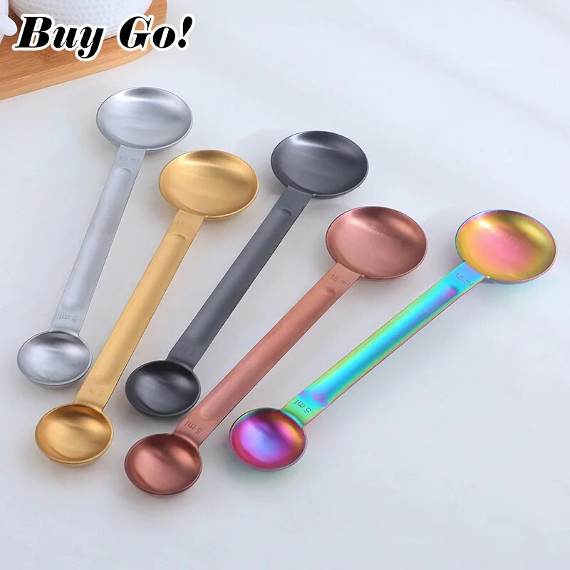 1 τεμ 15ml+5ml Ανοξείδωτο ατσάλι πολλαπλών χρήσεων Διπλή κεφαλή μεζούρα για καφέ σε σκόνη μπαχαρικών μεζούρα Εργαλεία ψησίματος κουζίνας