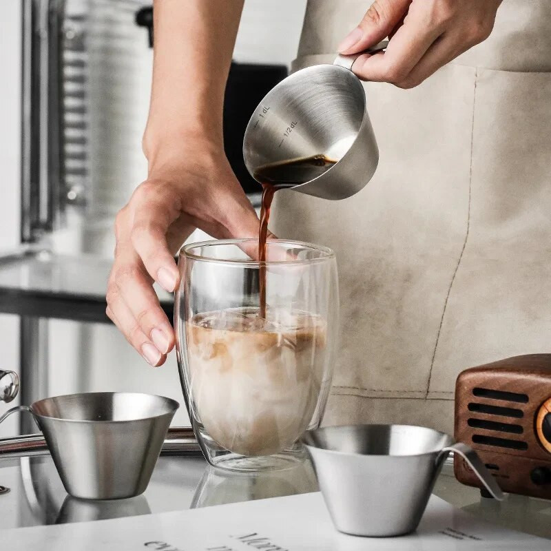 100 ml Mjerna šalica od nehrđajućeg čelika Espresso šalice Mali vrč za kavu Mlijeko Vrč Barista Espresso šalica Mjera za šalice Kuhinjski alati