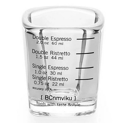 Espreso puodelis dvigubas dozuojamas ozinis stiklas, sutirštintas su skrudinimu, matavimo puodelis 60 ml