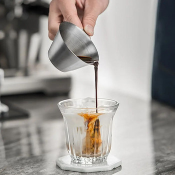 Мерителна чаша от неръждаема стомана Мярка за кафе Машина за еспресо Чаша за унции с ергономична дръжка и везна за бариста/дома/кафене