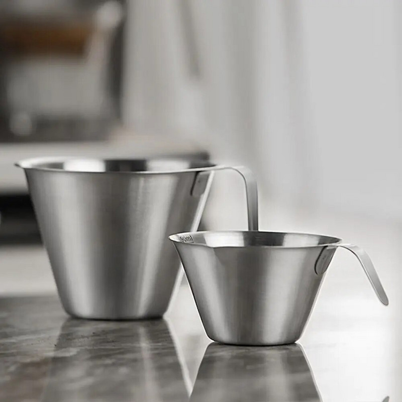 Nerūdijančio plieno matavimo puodelis Kavos matuoklis Espreso aparato uncijos puodelis su ergonomiška rankena ir svarstyklėmis baristai / namams / kavinei