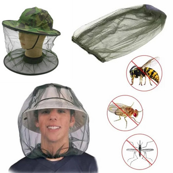 Камо пчеларска шапка Глава Защита на лицето Воал Капачка Мрежеста шапка, устойчива на пчели против комари Защитна превенция Къмпинг шапка Деколте за глава