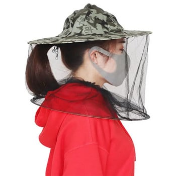Μελισσοκομικό καπέλο κουνουπιών καμουφλάζ μελισσών εντόμων με πέπλο καπέλο Καπέλα ψαρέματος Πρόσωπο Κεφάλι Προστατευτικό περιτύλιγμα λαιμού με πεντάκτινο αστέρι