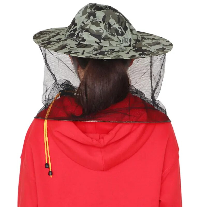 Pălărie pentru apicultura Camuflare țânțari Albină Plasă de insecte Voal Pălărie Căciuli de pescuit Cap Față Protecție pentru gât stea cu cinci colțuri