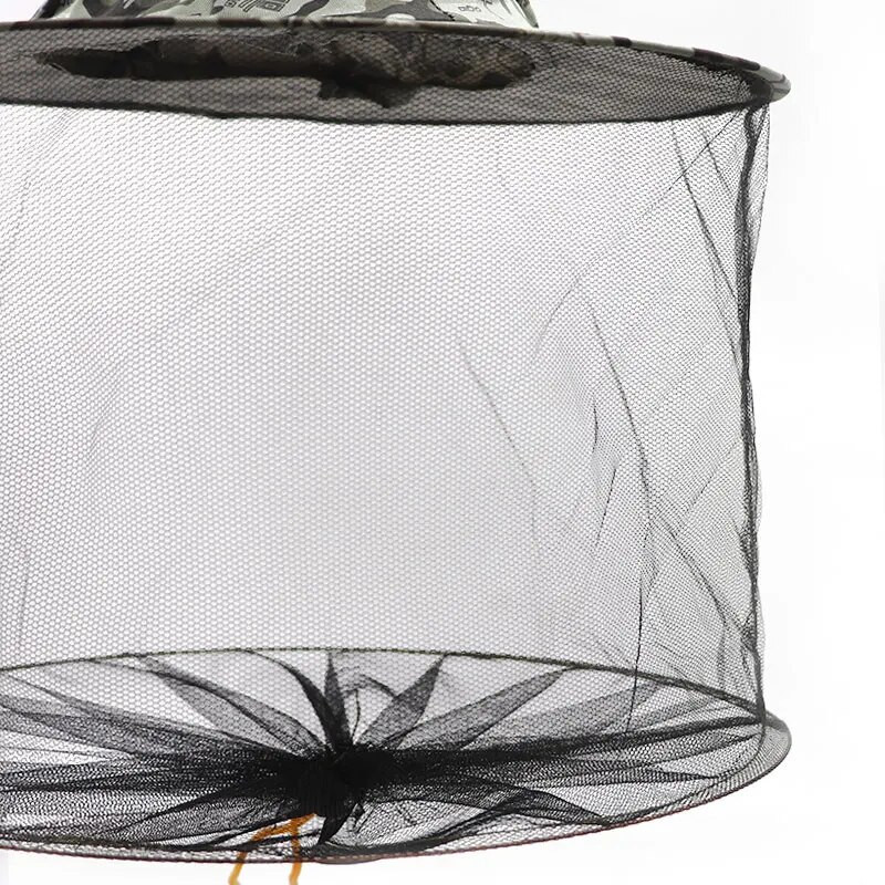 Pălărie pentru apicultura Camuflare țânțari Albină Plasă de insecte Voal Pălărie Căciuli de pescuit Cap Față Protecție pentru gât stea cu cinci colțuri