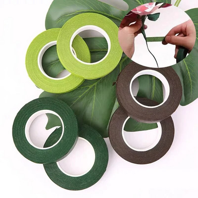 30 Yard 12mm αυτοκόλλητο μπουκέτο Floral Stem Tape Τεχνητό λουλούδι Stamen Wrapping Ανθοπωλείο Green Tapes DIY Flower Supplies