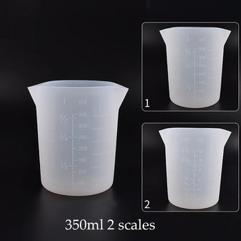 1 брой 350 ml 450 ml силиконова мерителна чаша, прозрачна с чаши за разделяне на скала Направи си сам торта от епоксидна смола, инструменти за правене на бижута