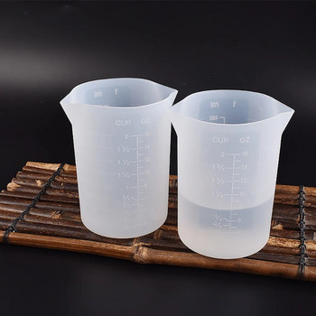 1 брой 350 ml 450 ml силиконова мерителна чаша, прозрачна с чаши за разделяне на скала Направи си сам торта от епоксидна смола, инструменти за правене на бижута