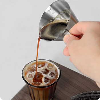 100ml Мерителна чаша за кафе от неръждаема стомана 304 Мерителна чаша за еспресо Oz Чаша за екстракция с везна Чаша за кафе с дълга дръжка