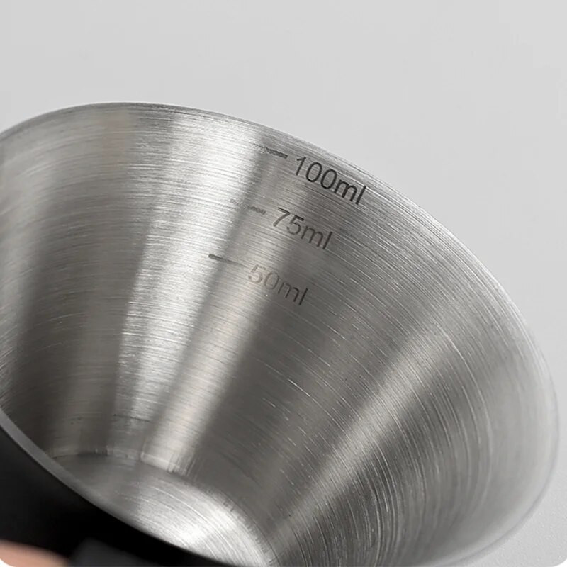100 ml 304 rozsdamentes acél kávémérő csésze eszpresszó mérőpohár Oz csésze kivonó csésze mérleggel, hosszú nyelű kávés csésze