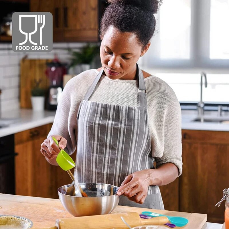 12 vnt plastikinių matavimo puodelių ir šaukštų rinkinys, spalvoti virtuvės matavimo įrankiai, puikiai tinka kepimui ir virimui (atsitiktinė spalva)