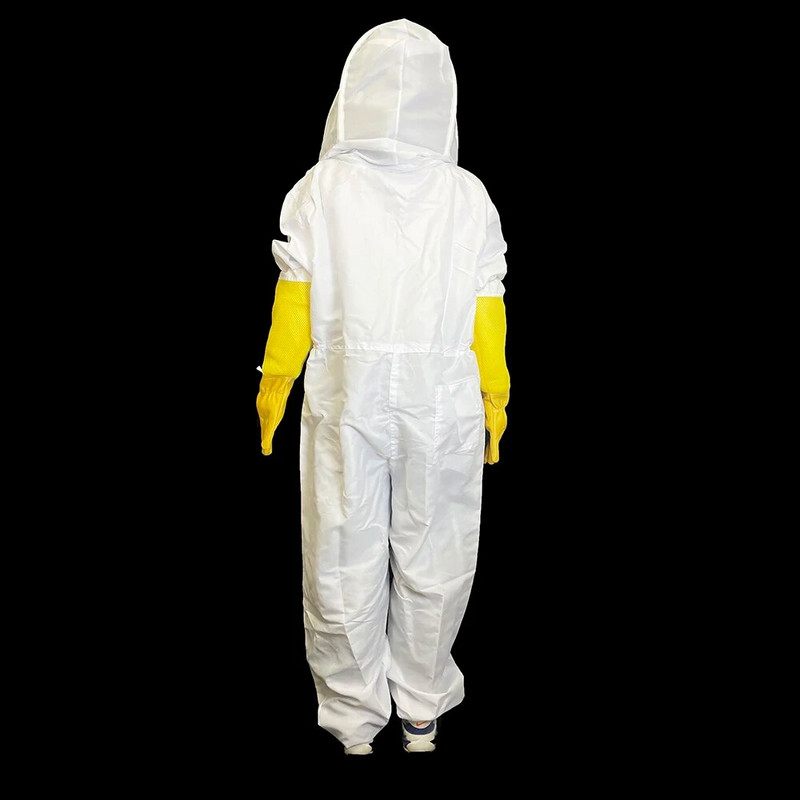 Bitininkystės medžiaginės pirštinės Kombinezonas baltas medvilninis audinys, apsauga nuo įkandimų, kvėpuojanti su gobtuvu, bičių įrankiai