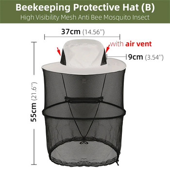 1PC пчеларски защитни мрежи шапки висока видимост мрежа по време на пчелна пита против комари насекоми воал пчелар професионален инструмент