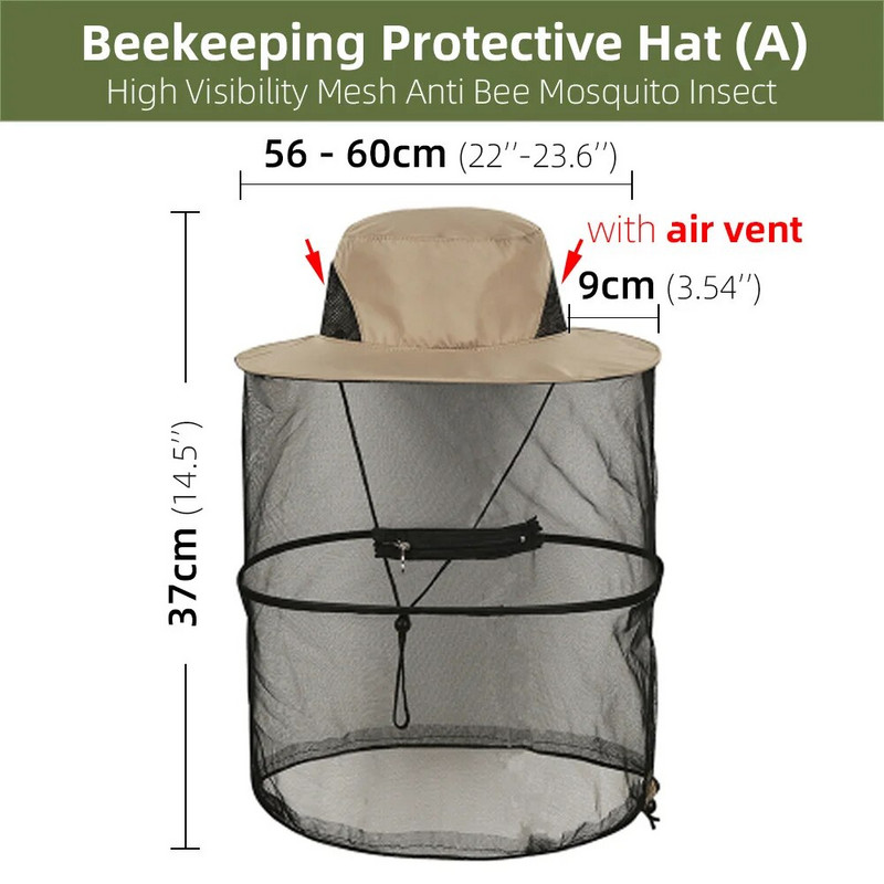 1 vnt. bitininkystės apsauginės tinklinės kepurės, gerai matomos tinklelio korių nuo uodų vabzdžių šydo metu.