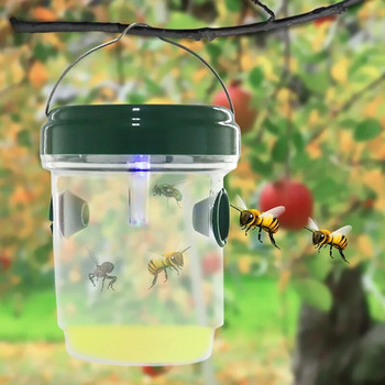 1PC Уловител на капан за оси с LED слънчева енергия за производство на пчеларство Защита на градината Зеленчуци Плодове Професионален инструмент за домашен пчелар