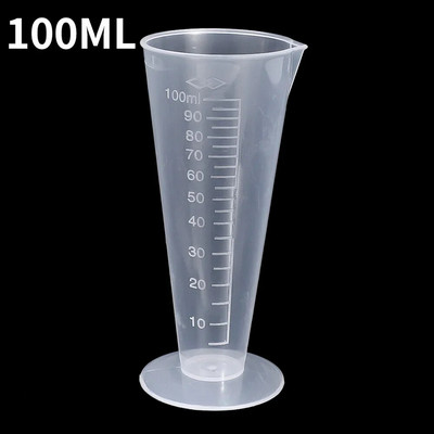 50/100 ml skaidrus graduotas matavimo puodelis plastikinis trikampis matavimo puodelis dažų maišymo puodelis laboratorinės įrangos virtuvės įrankis
