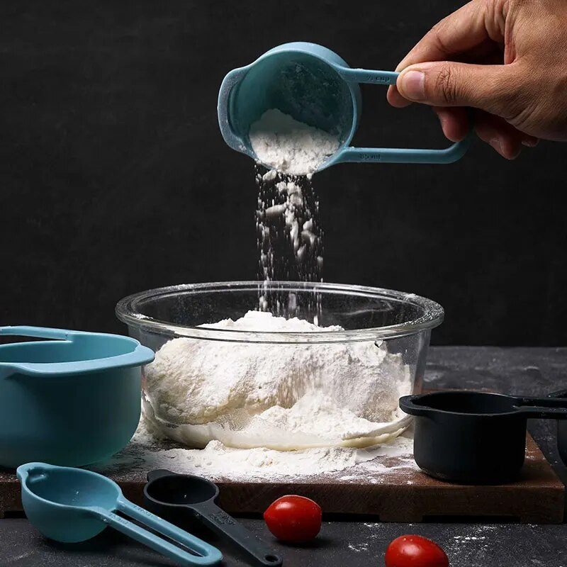6 šaukštai Plastikinių pieno miltelių šaukštų rinkinys matavimo puodelis virtuvės reikmenys kepimo kavos matavimo priemonė