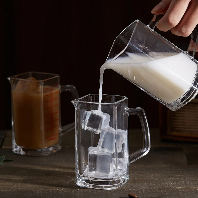 120 ml karščiui atsparus stiklinis matavimo puodelis Milk Jigger stiklinis uncijos puodelis su rankena espreso kavai Brarista priedams