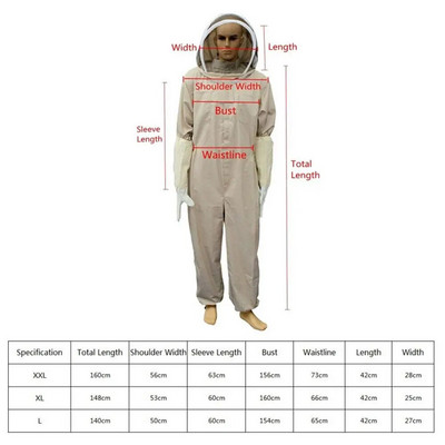 1 buc. Costum pentru apicultură pentru întregul corp, haine unisex profesionale pentru apicultori, cu voal rotund, ținută de protecție din bumbac pentru albine pentru bărbați și femei
