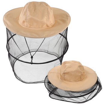 2 τμχ Αντιηλιακό καπέλο μελισσοκομίας με δίχτυ και κάλυμμα προσώπου Βαμβακερή κουκούλα από πολυεστέρα