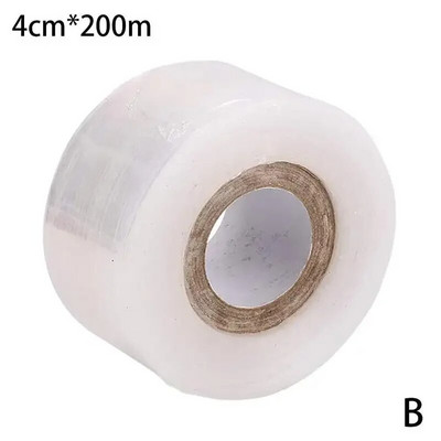 3/4*200m rulou de bandă de altoit pentru pepinieră, extensibil, autoadeziv, degradabil, bandă de parafilm pentru plantă, tăiere, altoire, transparentă G D0G2