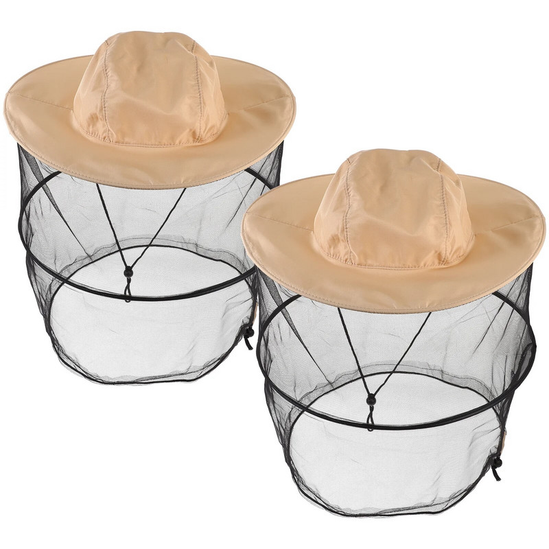 2 vnt Nešiojama bičių laikytojo kepurė Patogi galvos tinklinė kepurė Profesionali vabzdžių tinklinė kepurė bitininko priedas