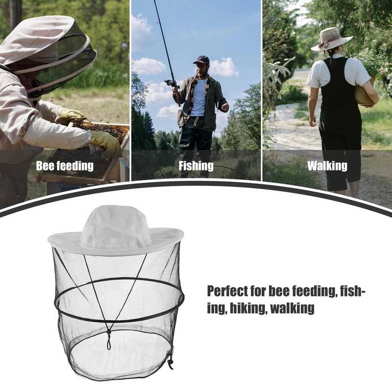 2 vnt Nešiojama bičių laikytojo kepurė Patogi galvos tinklinė kepurė Profesionali vabzdžių tinklinė kepurė bitininko priedas