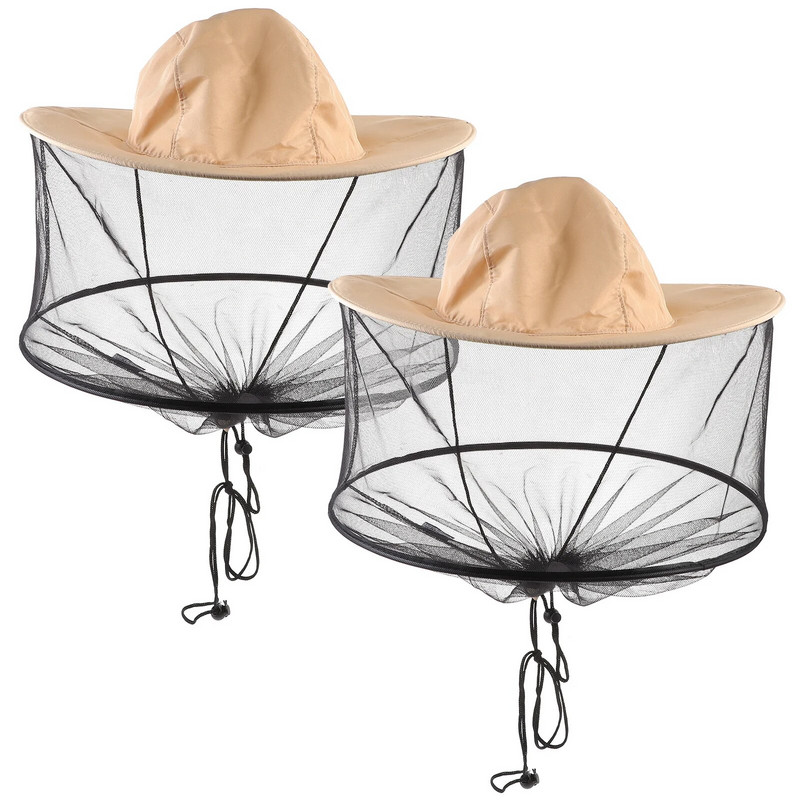 2 vnt Nešiojama bičių laikytojo kepurė Patogi galvos tinklinė kepurė Profesionali vabzdžių tinklinė kepurė bitininko priedas