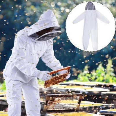 Професионален костюм за отглеждане на пчели с голямо тяло Анти-пчелен костюм Пчеларско облекло Защитни бели ежедневни дрехи