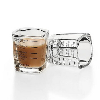 Мерителна чаша Стъклена 60 мл еспресо кафе унции Квадратна мерителна чаша за печене за печене с везна Стъклена мерителна чаша