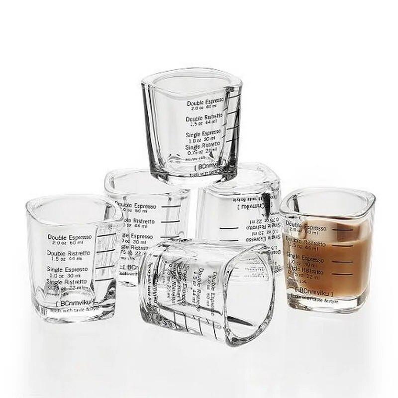 Stiklinis matavimo puodelis 60 ml espreso kavos uncijos kepimo kvadratinis kepimo matavimo puodelis su stikliniu matavimo puodeliu