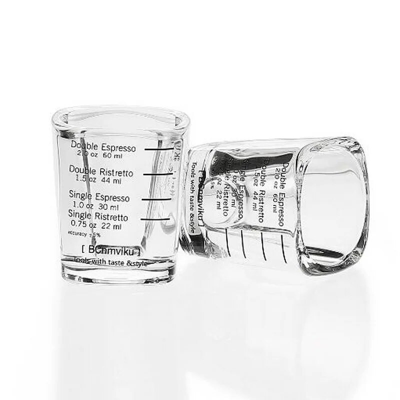 Stiklinis matavimo puodelis 60 ml espreso kavos uncijos kepimo kvadratinis kepimo matavimo puodelis su stikliniu matavimo puodeliu