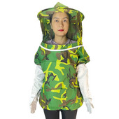 1 bucăți de pânză pentru apicultură, camuflaj, cu glugă cu voal, mănuși anti mușcătură, haină respirabilă