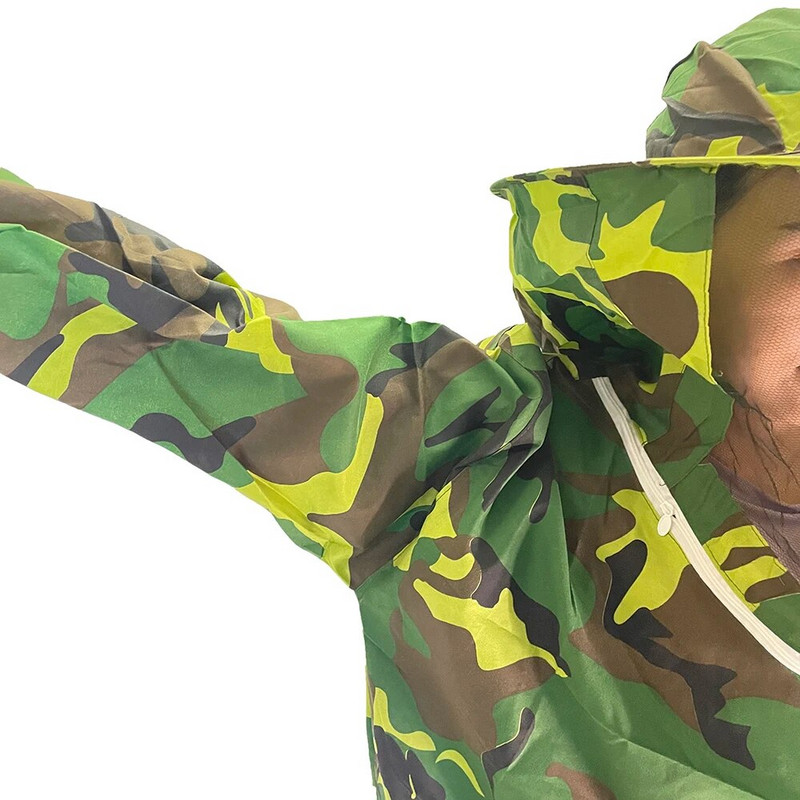 1 KOM Pčelarska tkanina slobodnih veličina Kamuflažna kapuljača s velom Rukavice protiv ugriza Prozračni kaput