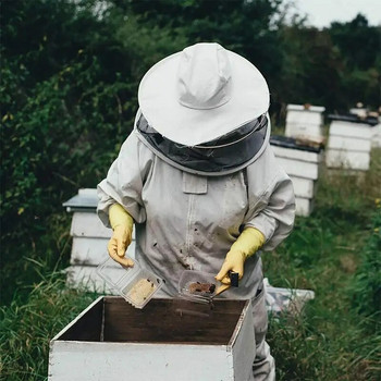 Пчеларски костюм Професионално голямо пчеларско облекло Кръгъл воал Памучен пчеларски костюм Защита на цялото тяло Пчеларски плат